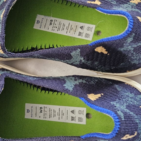 Rothy's Slip On Blue Spot Leopard Cheetah Print Sneakers Navy size 8 - Picture 4 of 16